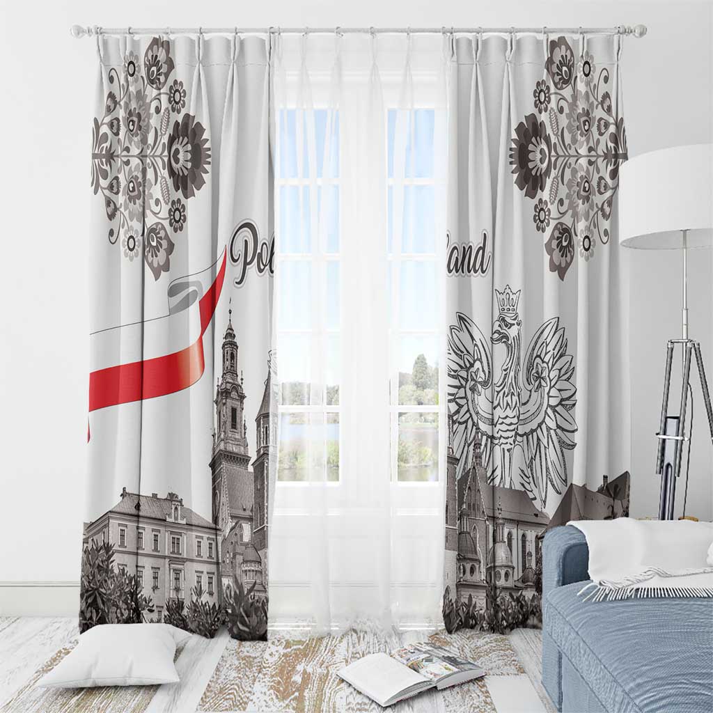 Poland Eagle Heritage Window Curtain Wawel Castle Polish Wycinanki Folk Pattern - Wonder Print Shop