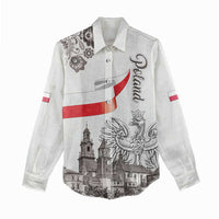 Poland Eagle Heritage Women Casual Shirt Wawel Castle Polish Wycinanki Folk Pattern - Wonder Print Shop