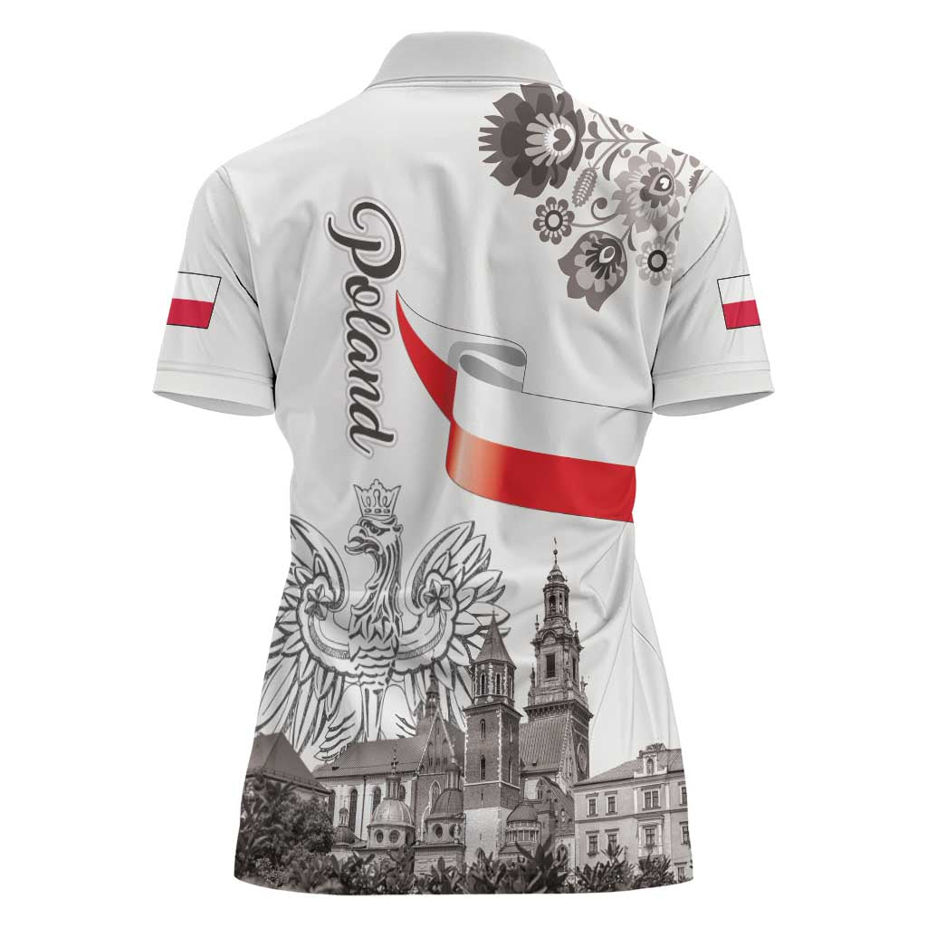 Poland Eagle Heritage Women Polo Shirt Wawel Castle Polish Wycinanki Folk Pattern - Wonder Print Shop