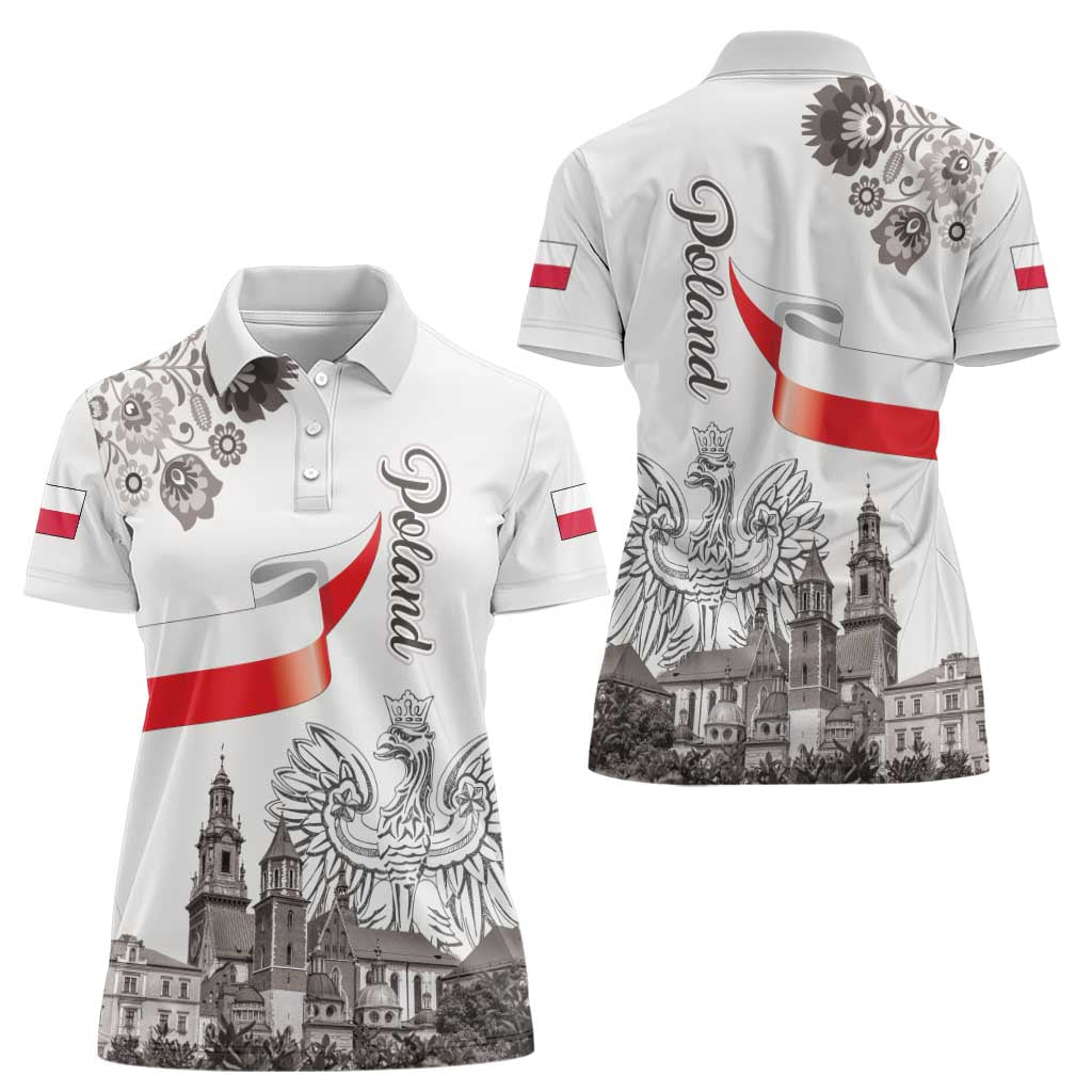 Poland Eagle Heritage Women Polo Shirt Wawel Castle Polish Wycinanki Folk Pattern - Wonder Print Shop