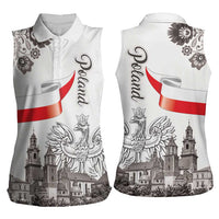 Poland Eagle Heritage Women Sleeveless Polo Shirt Wawel Castle Polish Wycinanki Folk Pattern - Wonder Print Shop