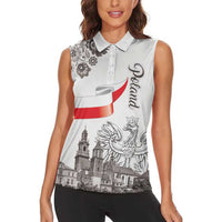 Poland Eagle Heritage Women Sleeveless Polo Shirt Wawel Castle Polish Wycinanki Folk Pattern - Wonder Print Shop
