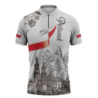 Poland Eagle Heritage Zipper Polo Shirt Wawel Castle Polish Wycinanki Folk Pattern - Wonder Print Shop