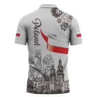 Poland Eagle Heritage Zipper Polo Shirt Wawel Castle Polish Wycinanki Folk Pattern - Wonder Print Shop