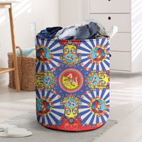 Carretto Siciliano Folk Art Laundry Basket Trinacria Symbol Italian Pattern