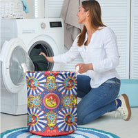 Carretto Siciliano Folk Art Laundry Basket Trinacria Symbol Italian Pattern