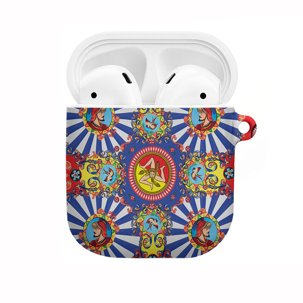 Carretto Siciliano Folk Art AirPods Case Trinacria Symbol Italian Pattern
