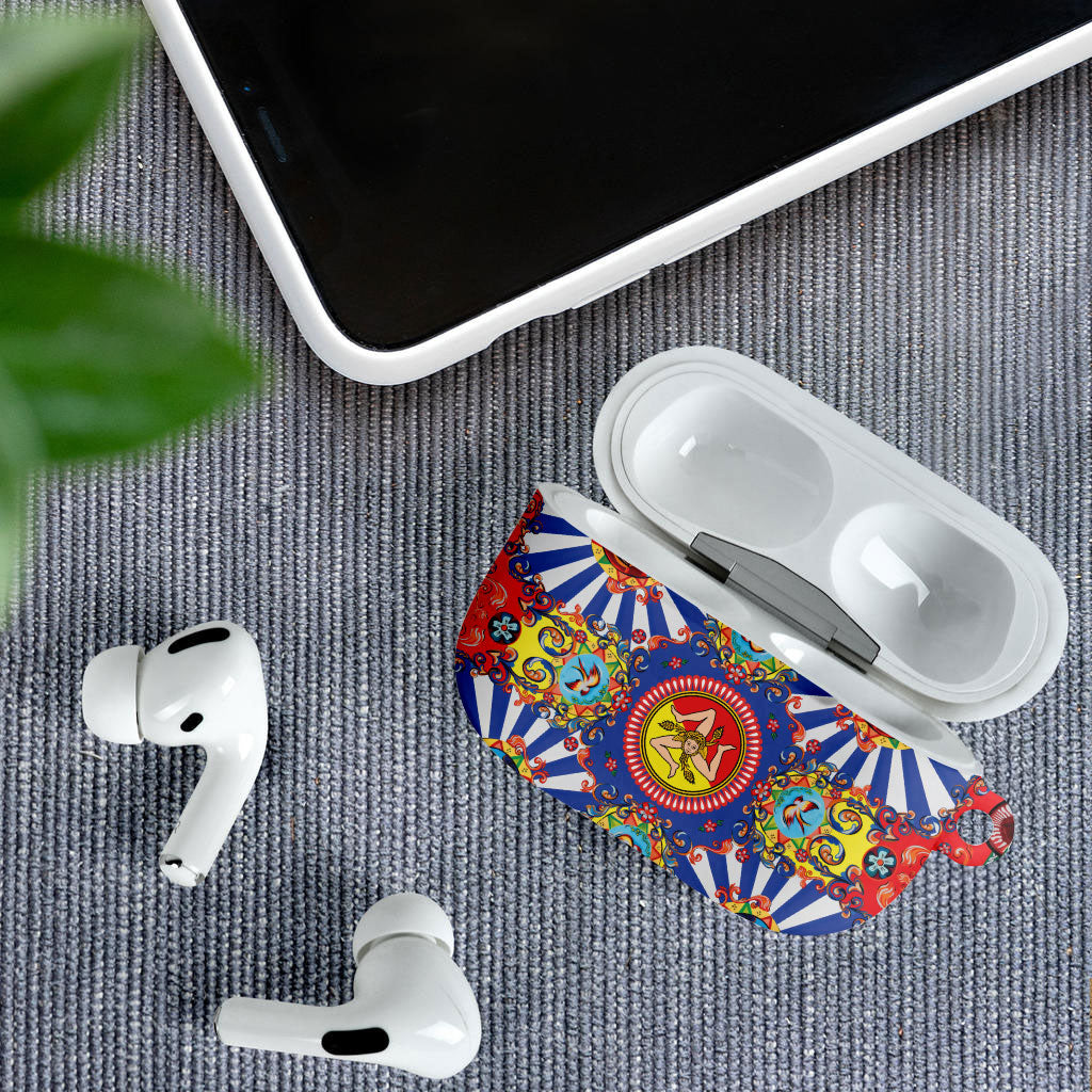 Carretto Siciliano Folk Art AirPods Case Trinacria Symbol Italian Pattern