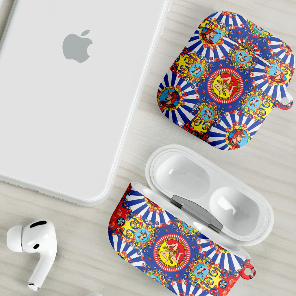 Carretto Siciliano Folk Art AirPods Case Trinacria Symbol Italian Pattern