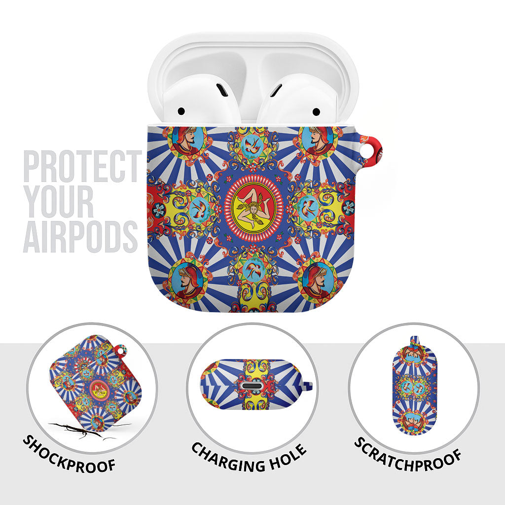 Carretto Siciliano Folk Art AirPods Case Trinacria Symbol Italian Pattern