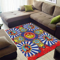 Carretto Siciliano Folk Art Area Rug Trinacria Symbol Italian Pattern