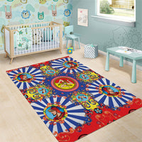 Carretto Siciliano Folk Art Area Rug Trinacria Symbol Italian Pattern