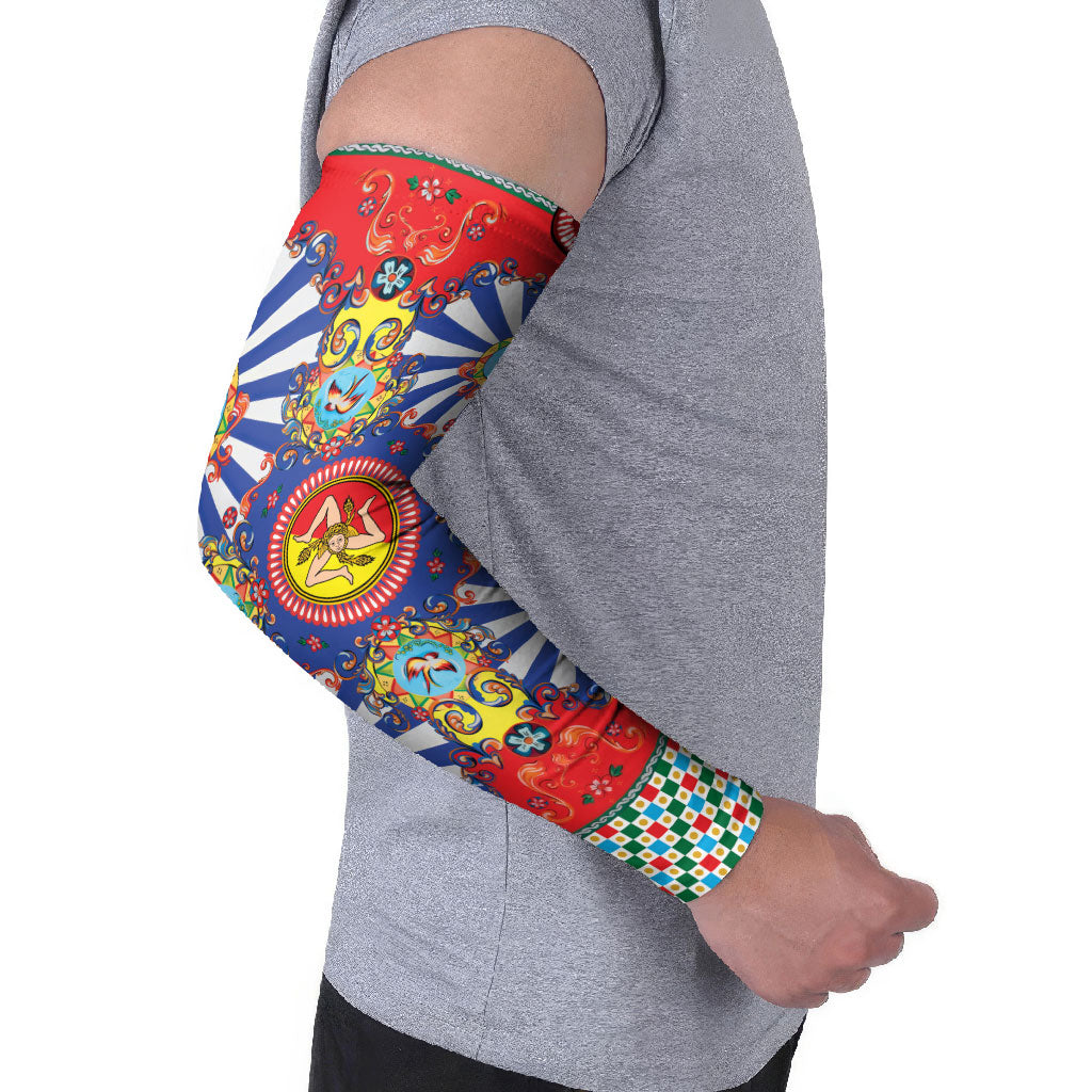 Carretto Siciliano Folk Art Arm Sleeves Trinacria Symbol Italian Pattern