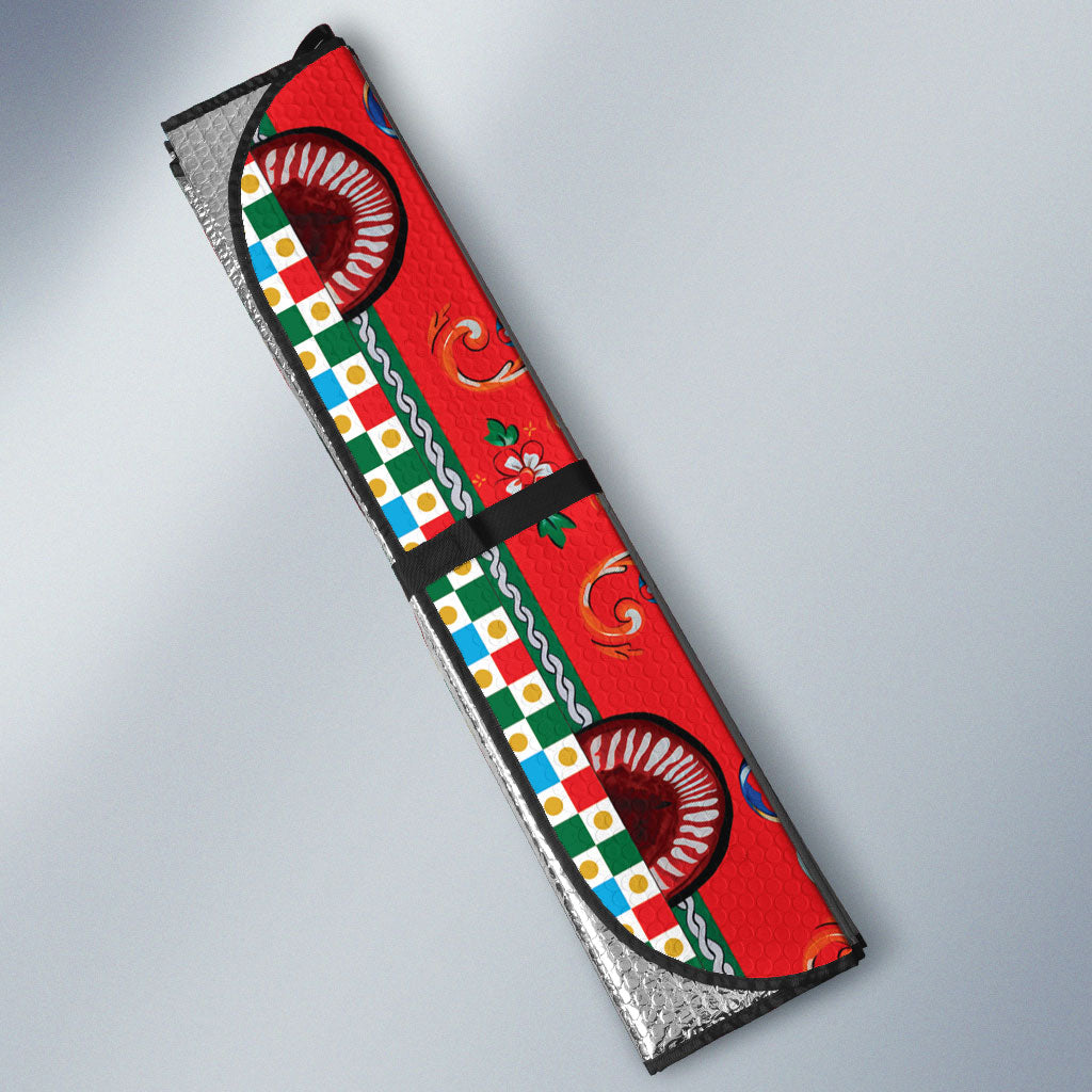 Carretto Siciliano Folk Art Auto Sun Shade Trinacria Symbol Italian Pattern
