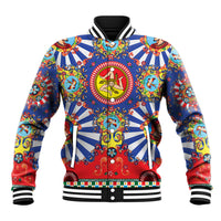 Carretto Siciliano Folk Art Baseball Jacket Trinacria Symbol Italian Pattern