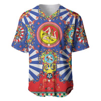 Carretto Siciliano Folk Art Baseball Jersey Trinacria Symbol Italian Pattern