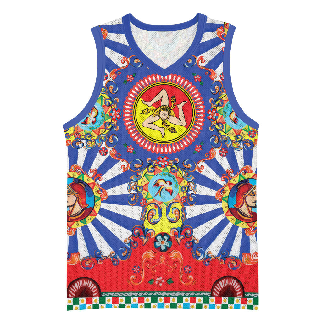 Carretto Siciliano Folk Art Basketball Jersey Trinacria Symbol Italian Pattern