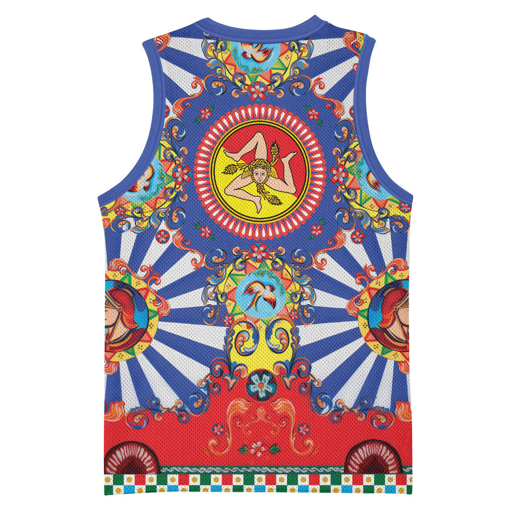 Carretto Siciliano Folk Art Basketball Jersey Trinacria Symbol Italian Pattern