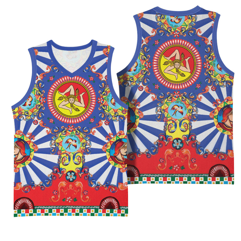 Carretto Siciliano Folk Art Basketball Jersey Trinacria Symbol Italian Pattern