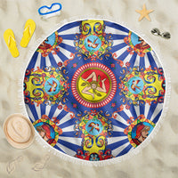 Carretto Siciliano Folk Art Beach Blanket Trinacria Symbol Italian Pattern