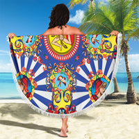 Carretto Siciliano Folk Art Beach Blanket Trinacria Symbol Italian Pattern