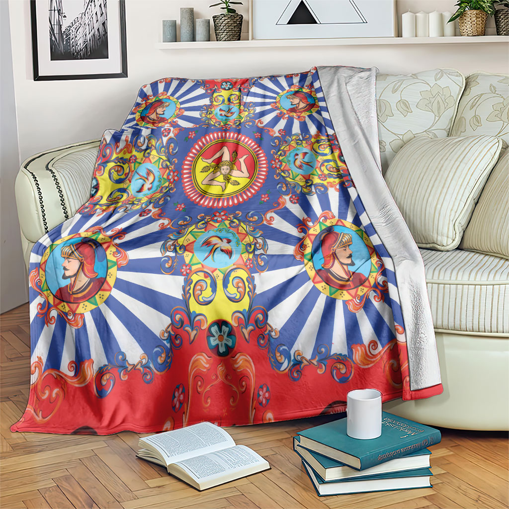 Carretto Siciliano Folk Art Blanket Trinacria Symbol Italian Pattern