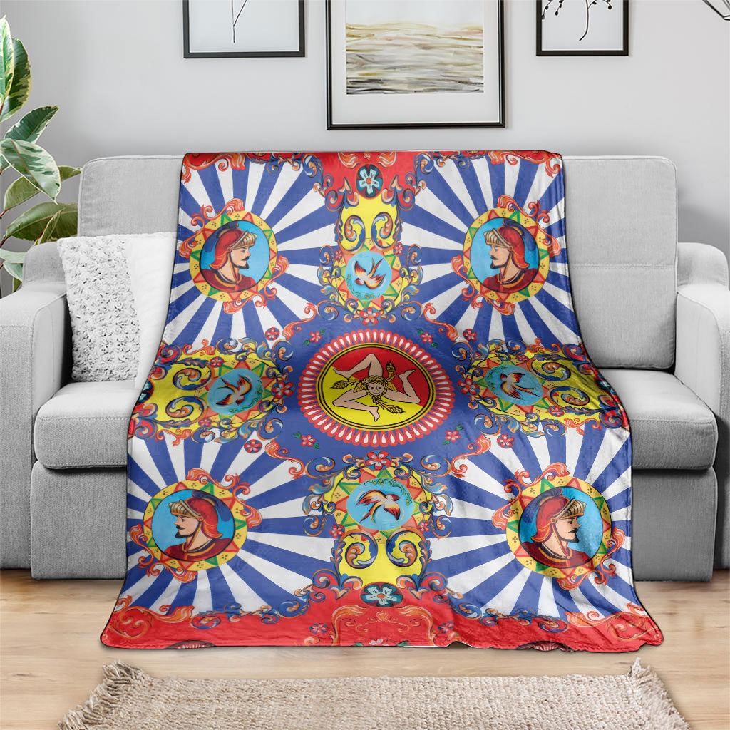 Carretto Siciliano Folk Art Blanket Trinacria Symbol Italian Pattern