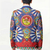 Carretto Siciliano Folk Art Blazer Trinacria Symbol Italian Pattern