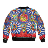 Carretto Siciliano Folk Art Bomber Jacket Trinacria Symbol Italian Pattern