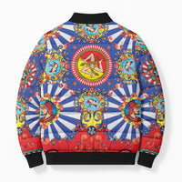 Carretto Siciliano Folk Art Bomber Puffer Jacket Trinacria Symbol Italian Pattern