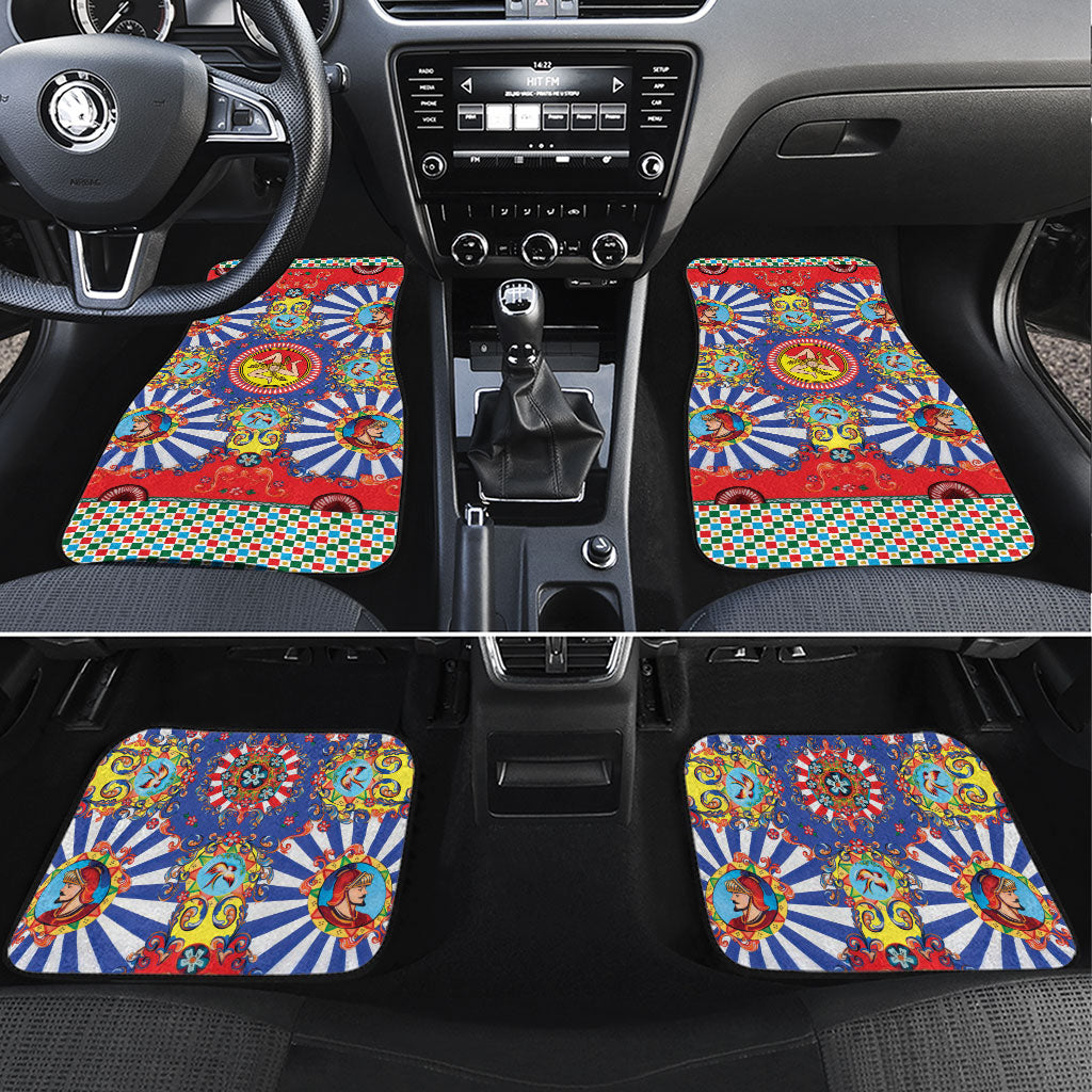 Carretto Siciliano Folk Art Car Mats Trinacria Symbol Italian Pattern