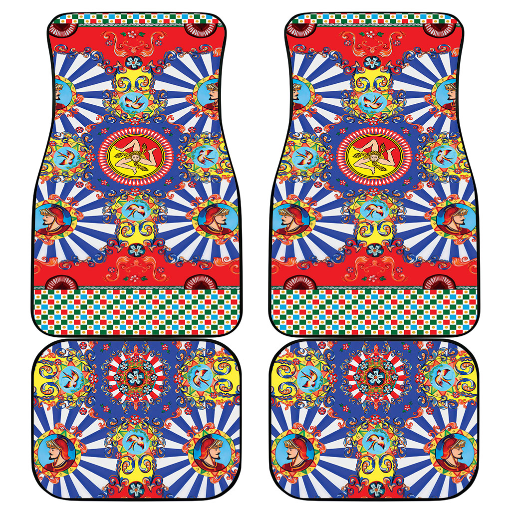 Carretto Siciliano Folk Art Car Mats Trinacria Symbol Italian Pattern