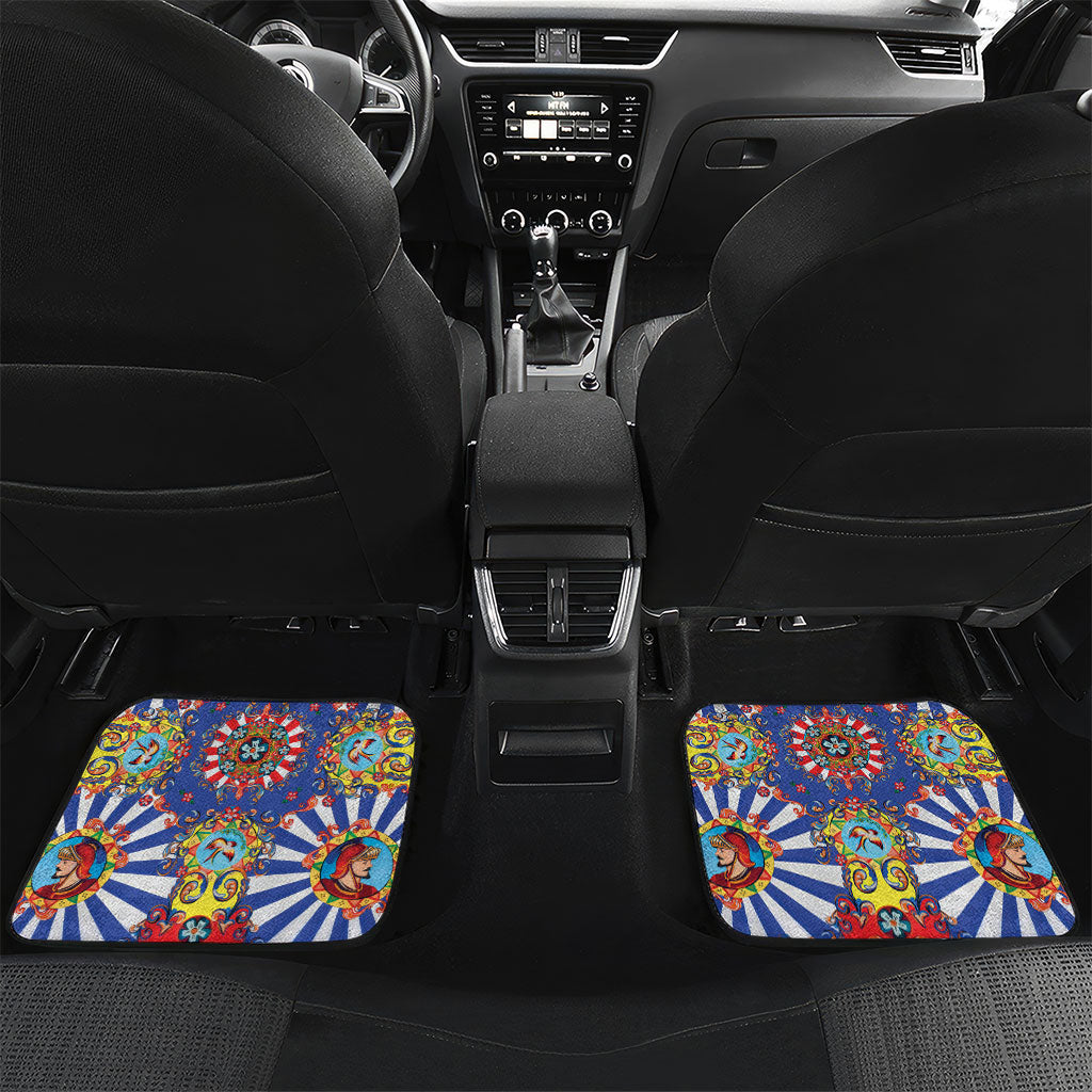 Carretto Siciliano Folk Art Car Mats Trinacria Symbol Italian Pattern