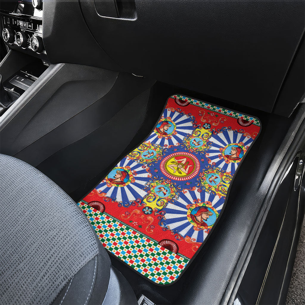 Carretto Siciliano Folk Art Car Mats Trinacria Symbol Italian Pattern