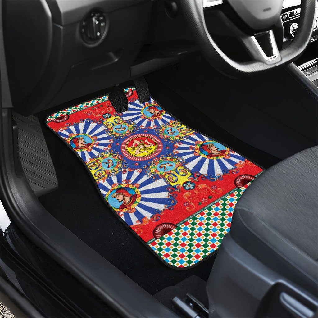Carretto Siciliano Folk Art Car Mats Trinacria Symbol Italian Pattern