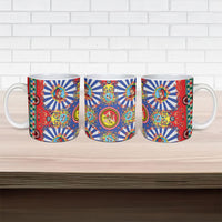 Carretto Siciliano Folk Art Ceramic Mug Trinacria Symbol Italian Pattern