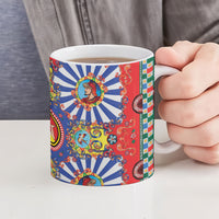 Carretto Siciliano Folk Art Ceramic Mug Trinacria Symbol Italian Pattern