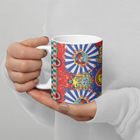 Carretto Siciliano Folk Art Ceramic Mug Trinacria Symbol Italian Pattern