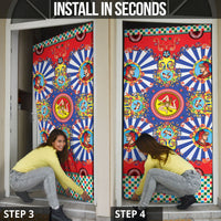 Carretto Siciliano Folk Art Door Cover Trinacria Symbol Italian Pattern