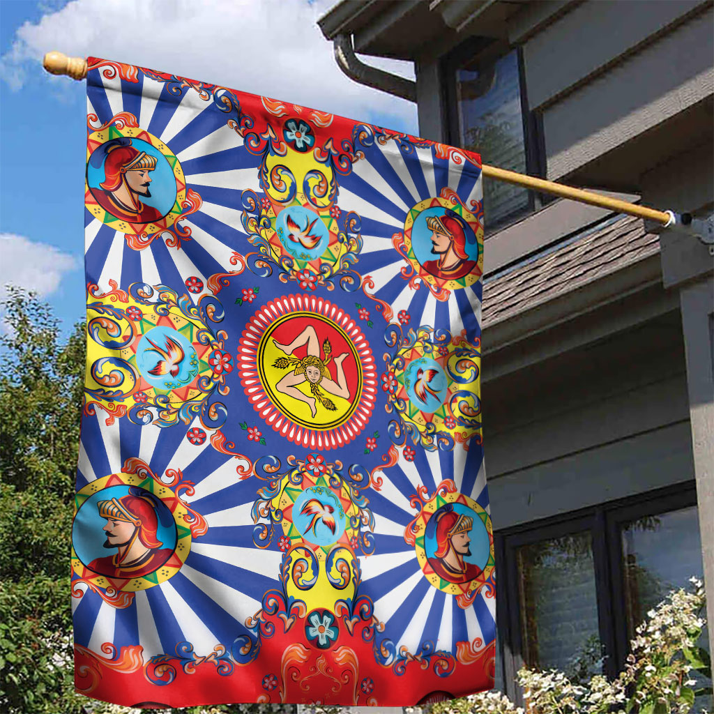 Carretto Siciliano Folk Art Garden Flag Trinacria Symbol Italian Pattern