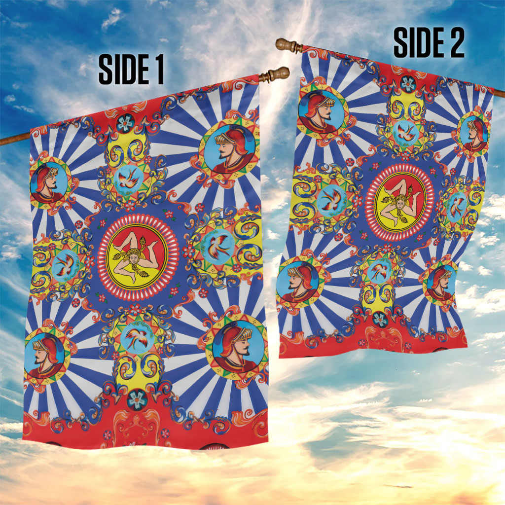 Carretto Siciliano Folk Art Garden Flag Trinacria Symbol Italian Pattern