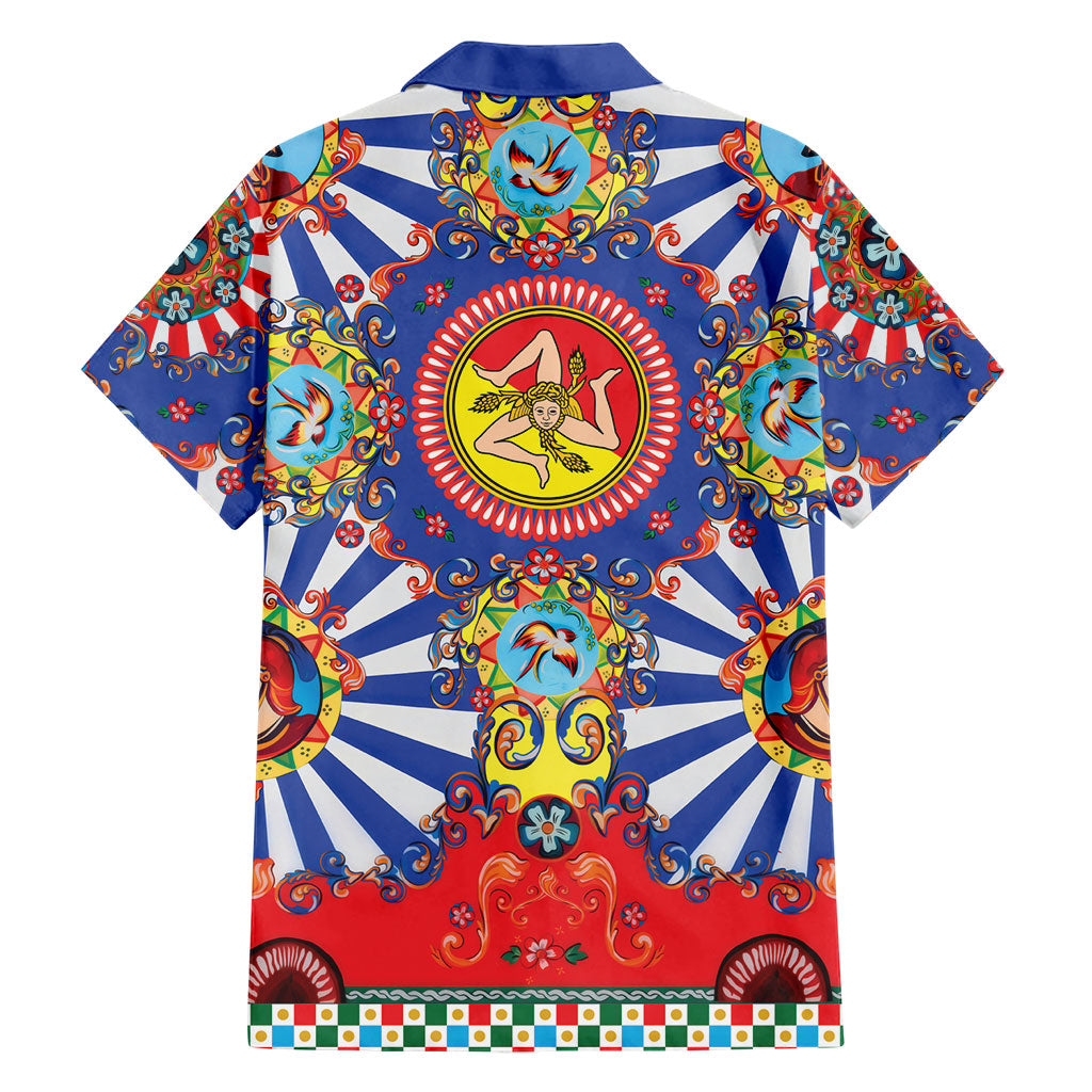 Carretto Siciliano Folk Art Hawaiian Shirt Trinacria Symbol Italian Pattern
