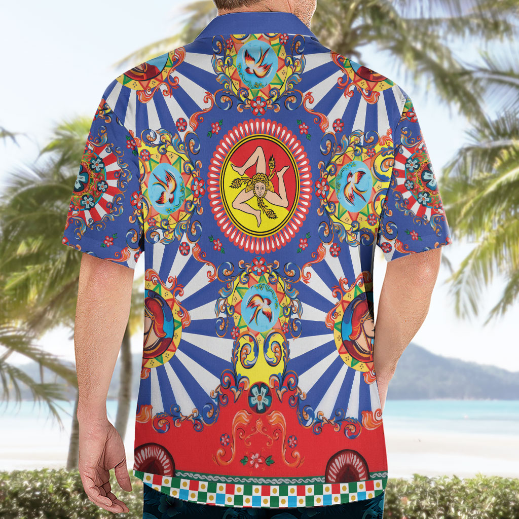 Carretto Siciliano Folk Art Hawaiian Shirt Trinacria Symbol Italian Pattern