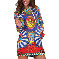 Carretto Siciliano Folk Art Hoodie Dress Trinacria Symbol Italian Pattern