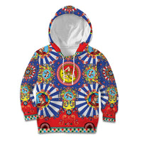 Carretto Siciliano Folk Art Kid Hoodie Trinacria Symbol Italian Pattern