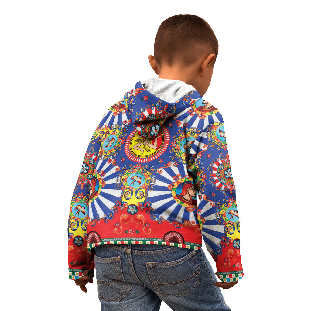 Carretto Siciliano Folk Art Kid Hoodie Trinacria Symbol Italian Pattern