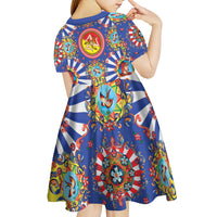 Carretto Siciliano Folk Art Kid Short Sleeve Dress Trinacria Symbol Italian Pattern