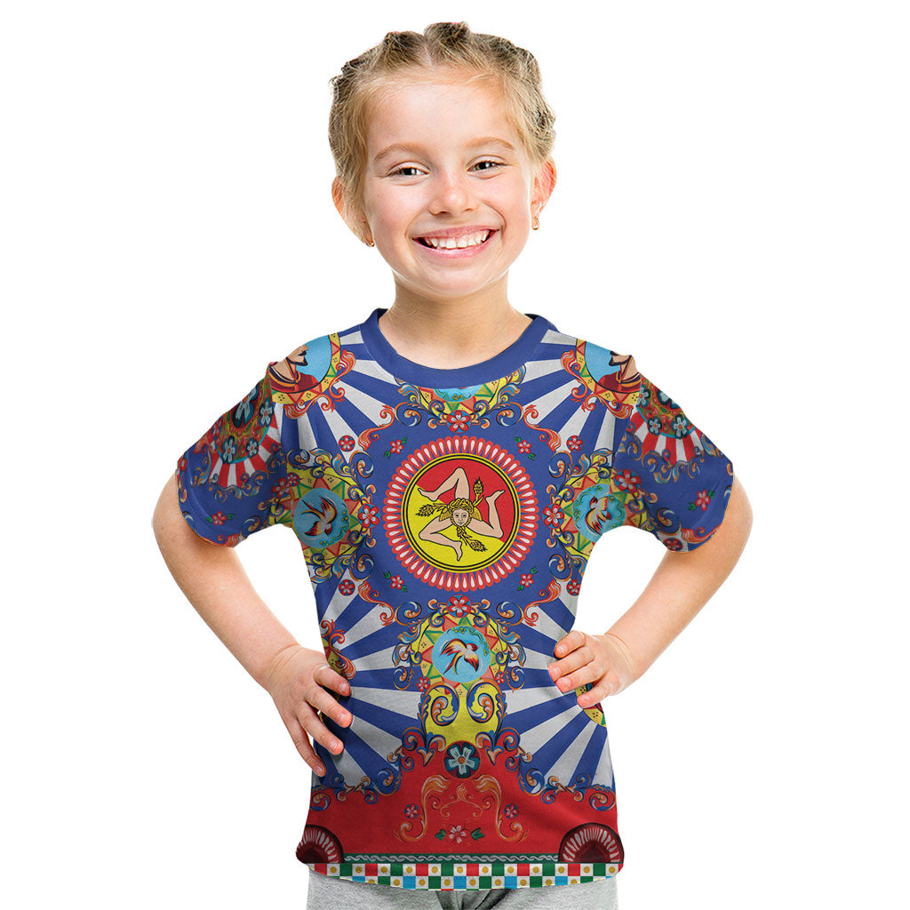 Carretto Siciliano Folk Art Kid T Shirt Trinacria Symbol Italian Pattern