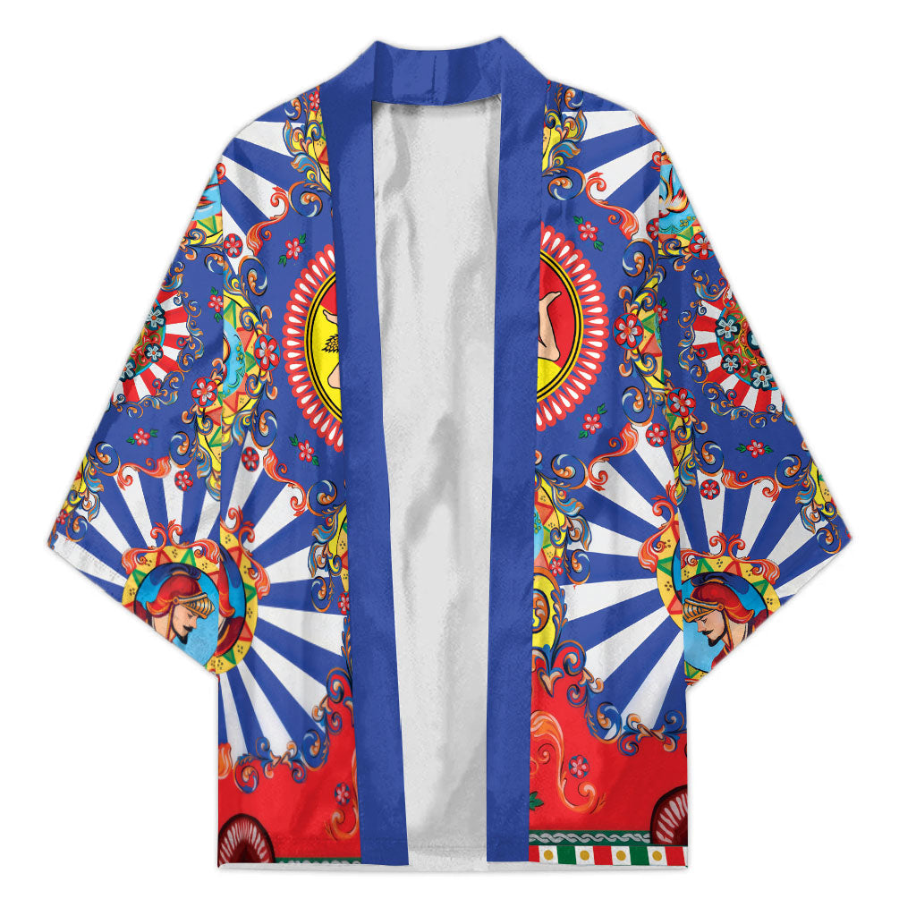 Carretto Siciliano Folk Art Kimono Trinacria Symbol Italian Pattern