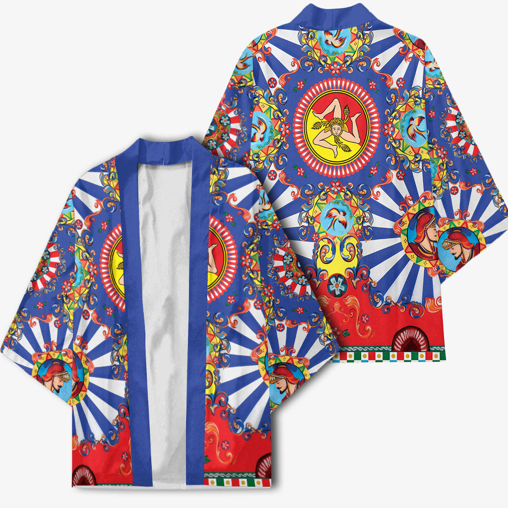 Carretto Siciliano Folk Art Kimono Trinacria Symbol Italian Pattern
